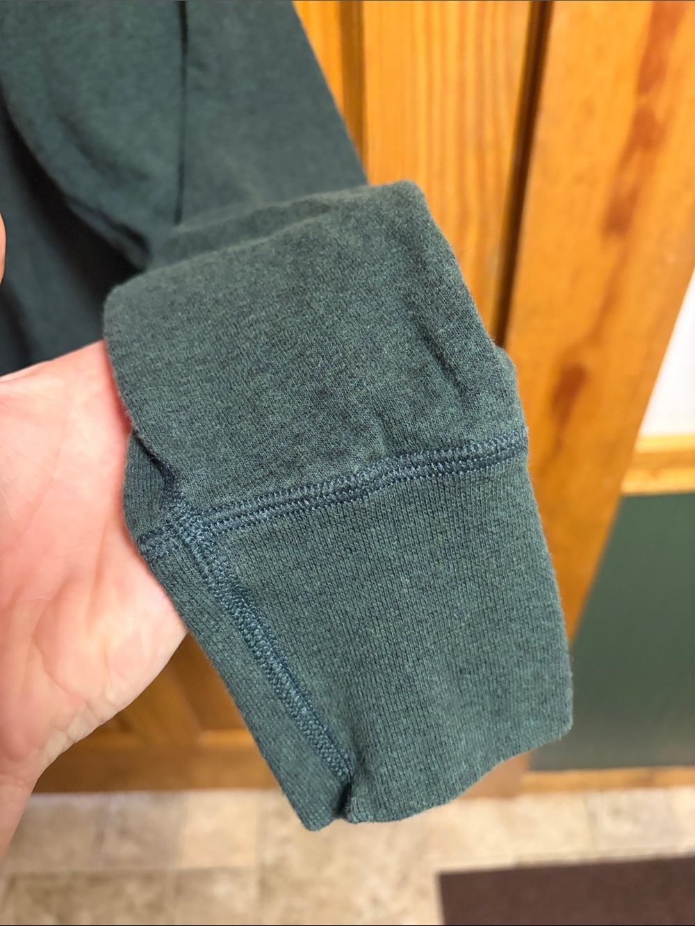L.L. Bean Men's Long-Sleeve Henley in Forest Green - Picture 4 of 6